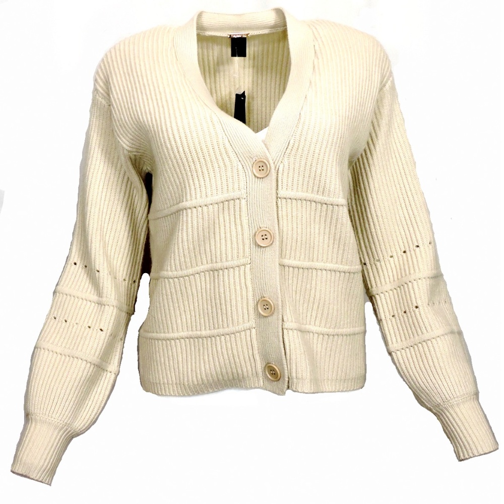 MAGASCHONI ⚜ WOMEN'S WOOL BEIGE CARDIGAN XS SIZE